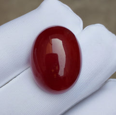 عقيق كبدي طبيعي من اليمن - كابوشون عقيق يماني بني غامق - 22 قيراط