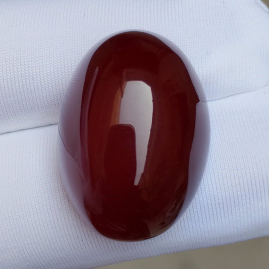 عقيق كبدي طبيعي من اليمن - كابوشون عقيق يماني بني غامق - 39 قيراط