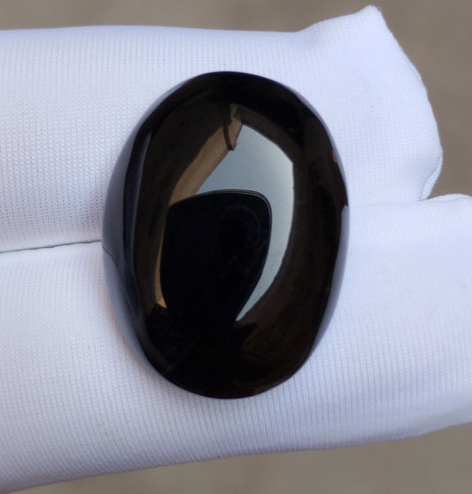 جازة مشكي عقيق طبيعي من اليمن - كابوشون عقيق يماني أسود - 23 قيراط