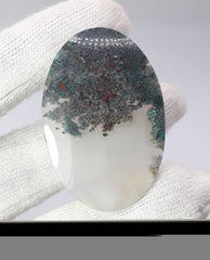 72 قيراطًا من العقيق الطحلب الطبيعي من إندونيسيا - 50 × 33 × 5 مم