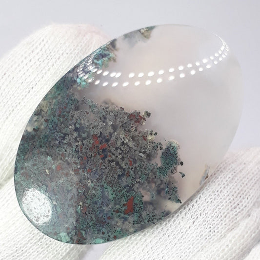 72 قيراطًا من العقيق الطحلب الطبيعي من إندونيسيا - 50 × 33 × 5 مم