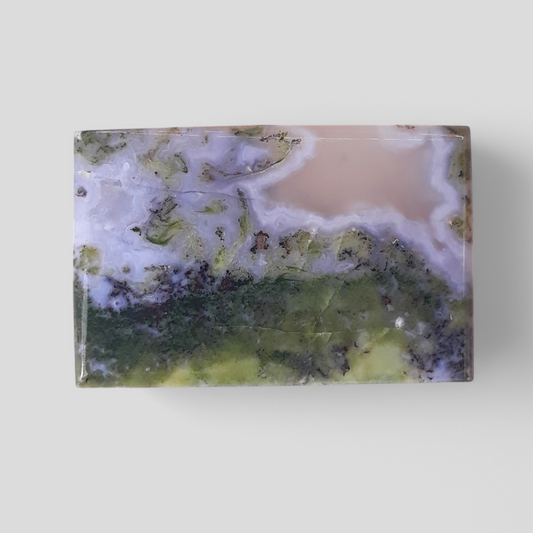 حجر عقيق طبيعي من الطحلب، وزنه 73.6 قيراطًا، لهواة الجمع - مقاسه 38 × 24 × 6 مم