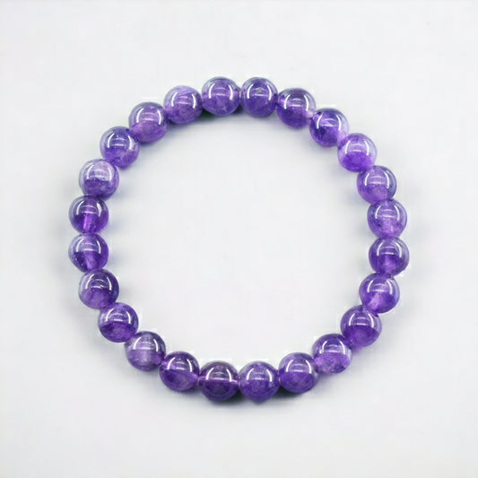 8mm Natural Amethyst Gemstone Strech Bracelet