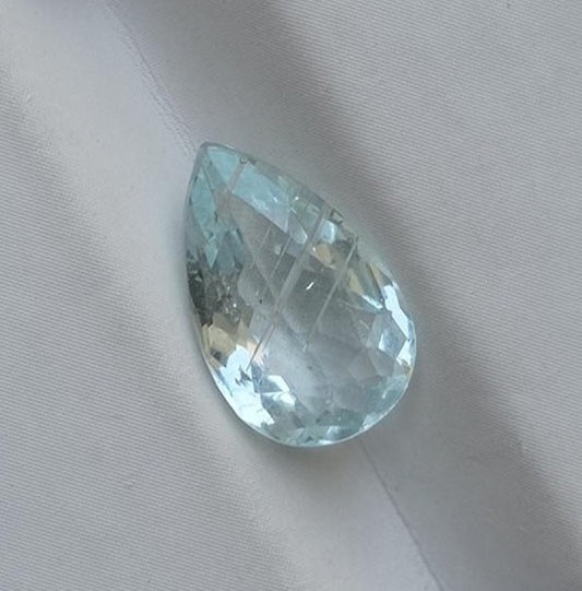 أحجار كريمة زبرجد طبيعية على شكل كمثرى 2.5 قيراط - حجر بخت شهر مارس - 12.8x8x4.2 ملم