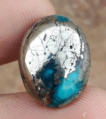 Natural Turquoise with Pyrite - Blue Matrix Turquoise - Shajri Feroza-15.45Ct