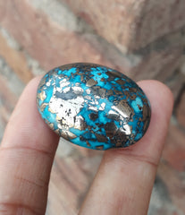 Natural Turquoise with Pyrite - Blue Matrix Turquoise - Shajri Feroza-117Ct