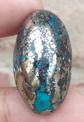 Natural Turquoise with Pyrite - Blue Matrix Turquoise - Shajri Feroza-75Ct