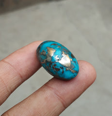 فيروز طبيعي معتمد مع البيريت - بلو ماتريكس فيروز - شاجري فيروزا -41.7 قيراط - 24 × 17 ملم