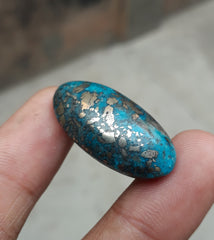 Natural Turquoise with Pyrite - Blue Matrix Turquoise - Shajri Feroza-35.1Ct