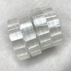 سوار من حجر الكالسيت/السيلينيت الأبيض والأحجار الكريمة، إسورة للنساء للرجال،