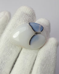 نمط فراشة نادر داخل حجر كريم من العقيق الشجري الطبيعي - أحجار كريمة مجمعة - 31.1 قيراط