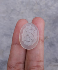 نحت عقيق 14.6 قيراط - عقيق محفور - يا زهرة AS آيات عربية على العقيق - 23x18 ملم