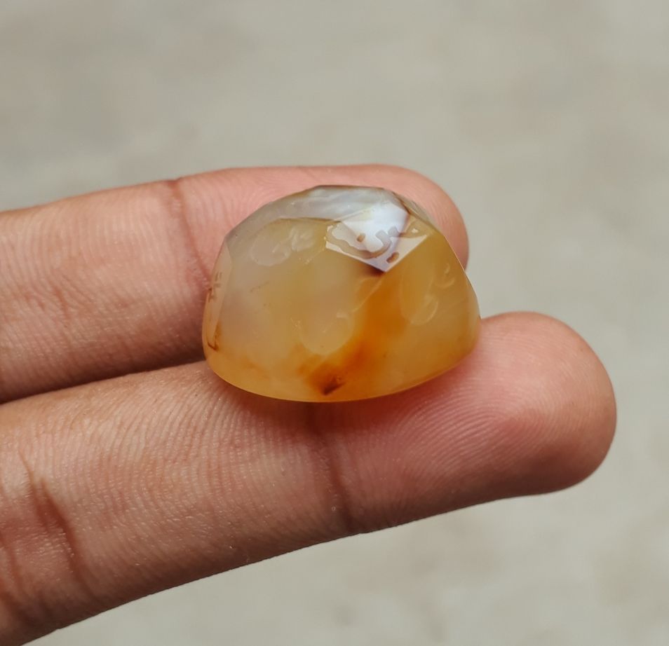 51.1ct Carnelian Carving - Engraved Aqeeq - 12 Imam Name - 25x19mm 51.1ct Carnelian Carving - Engraved Aqeeq - 12 Imam Name - 25x19mm