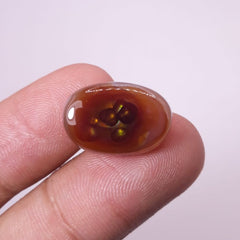 عقيق ناري مكسيكي عيار 17.5 قيراط مناسب للخاتم، عقيق ناري نادر - الأبعاد 21 × 14 ملم