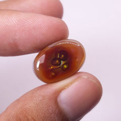 عقيق ناري مكسيكي عيار 17.5 قيراط مناسب للخاتم، عقيق ناري نادر - الأبعاد 21 × 14 ملم