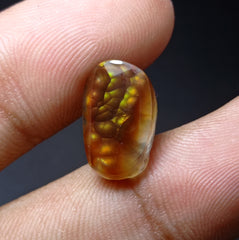6.3 Mexican Fire Agate,  Rare Fire Agate, Bubbly Cabochon Fire Agate, Rare Gemstone than Diamonds, Dimensions 16x10x6mm