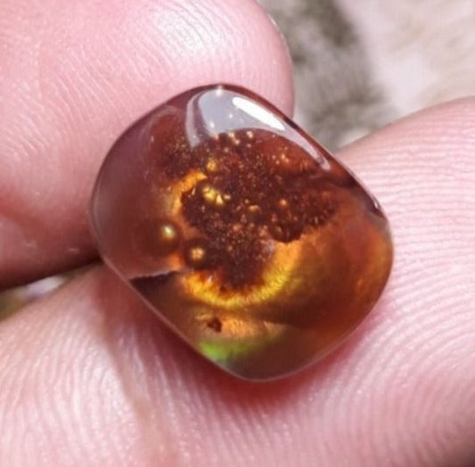 8.2ct Mexican Unique Fire Agate, Fire Agate Cabochon - Perfect Gemstone Gift For All, Flowery Fire Agate, Dimensions 14x11mm