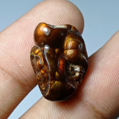 عقيق ناري منحوت عيار 17.8 قيراط، عقيق ناري نادر، آتشي عقيق، مناسب للقلادة - الأبعاد 20 × 15 × 10 ملم