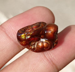 عقيق ناري منحوت عيار 17.8 قيراط، عقيق ناري نادر، آتشي عقيق، مناسب للقلادة - الأبعاد 20 × 15 × 10 ملم