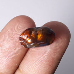 7.4ct Mexican Fire Agate,  Rare Fire Agate - Aatshi Aqeeq - Dimensions 15x9mm