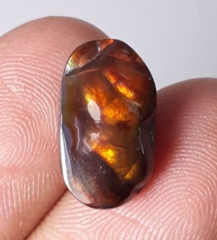 7.4ct Mexican Fire Agate,  Rare Fire Agate - Aatshi Aqeeq - Dimensions 15x9mm
