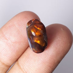 7.4ct Mexican Fire Agate,  Rare Fire Agate - Aatshi Aqeeq - Dimensions 15x9mm