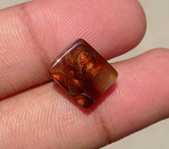 7.2ct Mexican Fire Agate,  Rare Fire Agate, Colorfully Squared Fire Agate, Perfect gemstone Gift For All, Dimensions 12x11x4mm