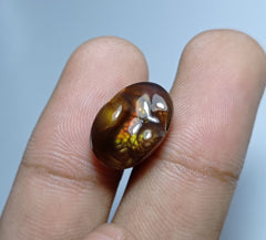 عقيق ناري بيضاوي منحوت 12.5 قيراط - مثالي لإعداد الخاتم، الأبعاد 17 × 11.5 × 8 ملم