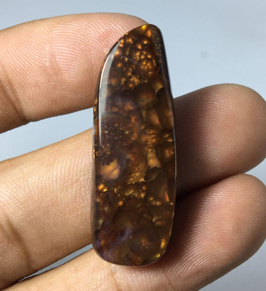 30.95ct Mexican Unique Fire Agate, Convex Bubble Pattern Fire Agate - Perfect Gemstone Gift For All, Flowery Fire Agate, Dimensions 37x13x6mm