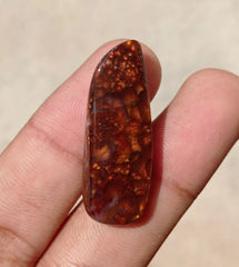 عقيق ناري مكسيكي فريد من نوعه عيار 30.95 قيراط، عقيق ناري بنمط فقاعات محدبة - هدية مثالية من الأحجار الكريمة للجميع، عقيق ناري منمق، الأبعاد 37 × 13 × 6 مم