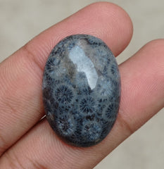 المرجان العقيق - المرجان المتحجر - الأحفور المرجاني كابوشون - 29x22x5mm