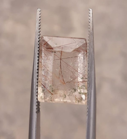 7.50ct Red  Tourmalated Quartz - Red Rutile Quartz - Rutilated Quartz