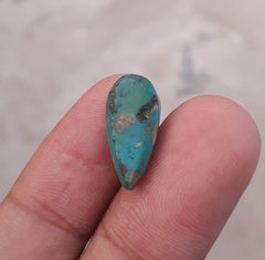 7.3ct Morenci Turquoise - Natural Green Matrix Turquoise, Shajri Feroza, Dimensions - 19x9mm