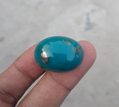 Natural Turquoise Teal Green Matrix with Pyrite, Shajri Feroza, Oval Shape, Real Firoza Stone,Dimensions-26x19mm
