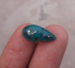 7.3ct Morenci Turquoise - Natural Green Matrix Turquoise, Shajri Feroza, Dimensions - 19x9mm