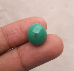 Natural Green Turquoise, Oval Shape - Persian Turquoise - Green Feroza - 9.3ct- 14x13mm