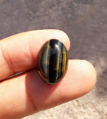 كابوشون عين الصقر 23.3 قيراط، عين الصقر، عين النمر الأزرق، الأسبستوس الأزرق - 20 × 15 ملم