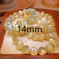 Natural Gold Kunzite Lepidolite Quartz Crystal Gemstone Bracelet, Size 10,11,12,13,14,16mm