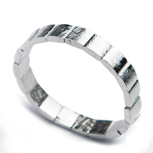 Natural Gibeon Iron Meteorite Gemstone Bracelet, Bangle Sizes 11*11