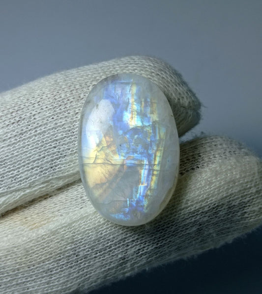 حجر القمر 27.1 قيراط للبيع - حجر القمر Adularia - حجر القمر قوس قزح - حجر بخت شهر يونيو - 28x18x6mm