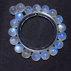 Natural Blue Light Moonstone Gemstone Bracelet, Bead Size 10.7mm