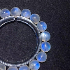 Natural Blue Light Moonstone Gemstone Bracelet, Bead Size 10.7mm