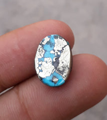 11.2ct Pyrite Turquoise with Pyrit - Shajri Feroza - 16x12mm