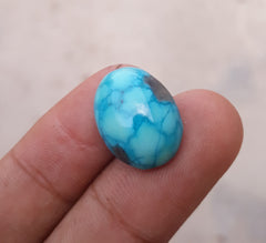 14.5ct Morenci Turquoise - Natural Certified Turquoise with Pyrite - Blue Matrix Turquoise - Shajri Feroza - 19x14mm