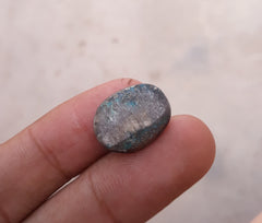 15.1ct Morenci Turquoise - Natural Certified Turquoise with Pyrite - Blue Matrix Turquoise - Shajri Feroza - 18x14mm