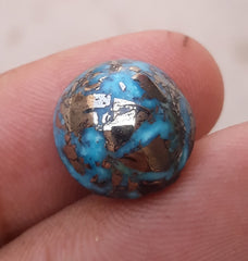 16.3ct Turquoise with Pyrite - Shajri Feroza - 15x14mm