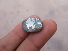 16.3ct Morenci Turquoise - Natural Certified Turquoise with Pyrite - Blue Matrix Turquoise - Shajri Feroza - 20x14mm