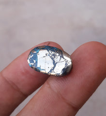 16ct Morenci Turquoise - Natural Certified Turquoise with Pyrite - Blue Matrix Turquoise - Shajri Feroza - 19x11mm