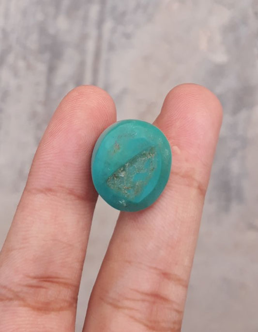 فيروز أخضر طبيعي - فيروزي فارسي - فيروزا خضراء - 20.4 قيراط - 17x15 ملم