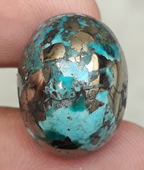 فيروز طبيعي معتمد مع البيريت - بلو ماتريكس فيروز - شاجري فيروزا -41.7 قيراط - 24 × 17 ملم